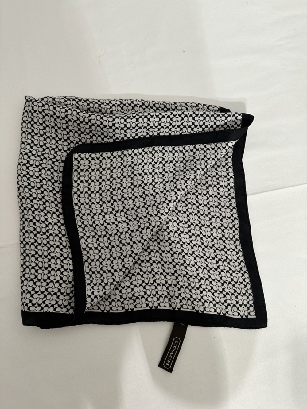 Coach Black & White Signature Silk Scarf - Picture 2 of 11